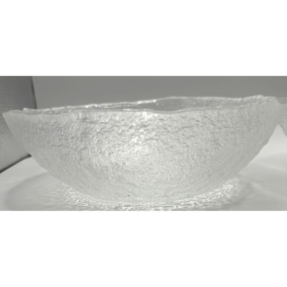 Vintage Murano Glass Italy Handmade Clear Textured Bowls Set of 2 ~ 6.75" - Picture 3 of 10